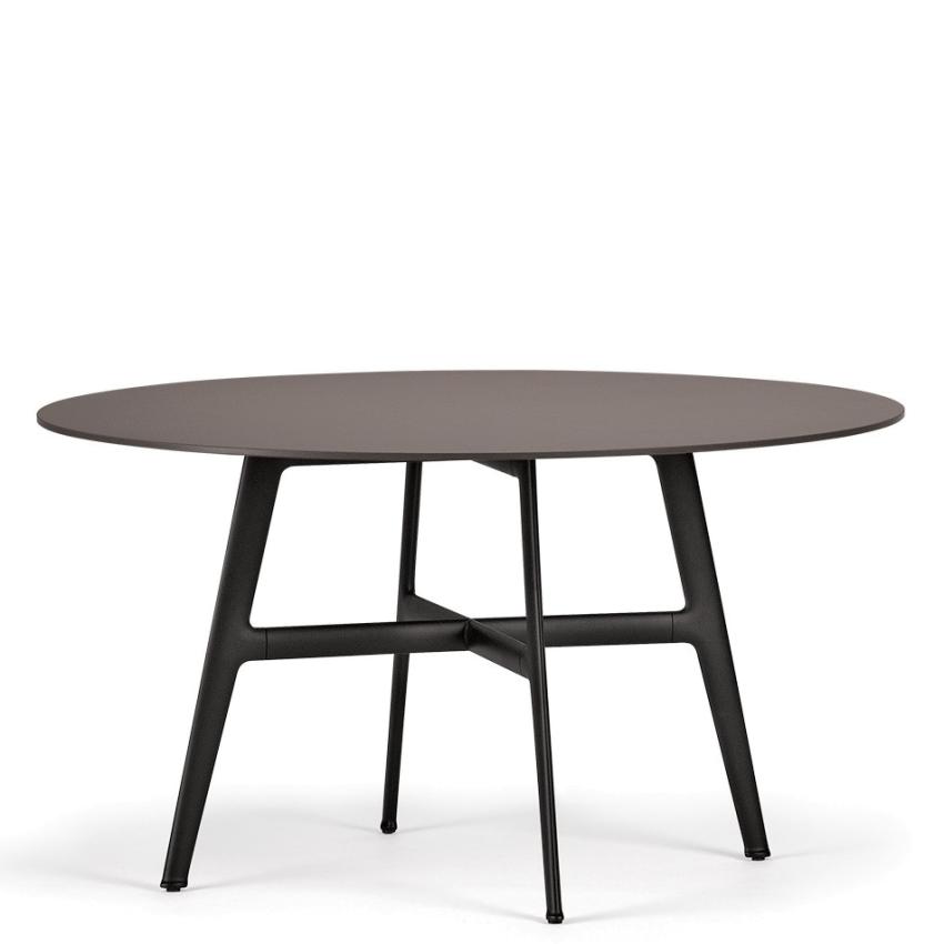 SEAX -Садовый стол / обеденный стол Ø140см, рама черный, тарелка из минерального композита эбеновое дерево
 от  dedon