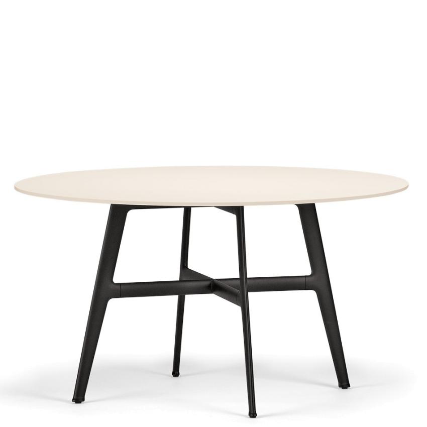 SEAX -Садовый стол / обеденный стол Ø140см, рама черный, тарелка из минерального композита, белый цвет
 от  dedon