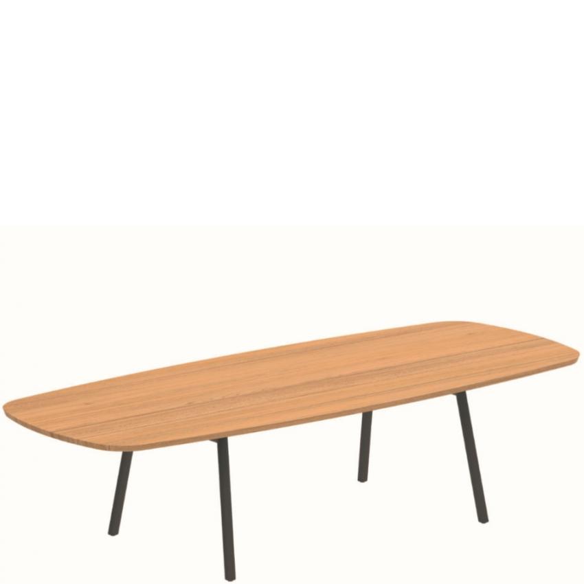 BACE -Садовый стол / обеденный стол овал 120 × 300см, алюминиевая рама, столешница из тикового дерева
 от  royal botania