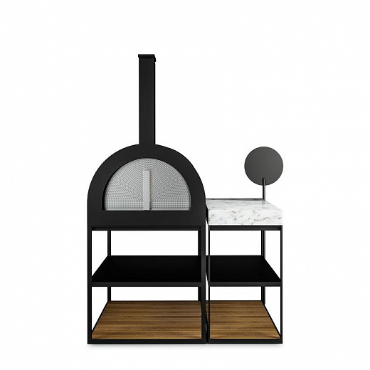 Sideboard zu Outdoor BBQ Wood Oven -Рама из нержавеющей стали антрацитового цвета со столешницей из тикового дерева
 от  röshults