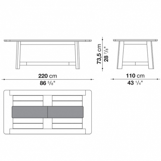 GINESTRA -Садовый стол / обеденный стол 220 × 110 тик / керамогранит
 от  b&b italia