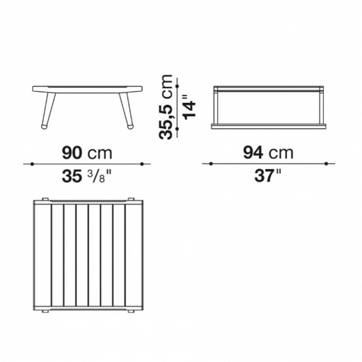 GIO -Журнальный столик для улицы / стол для отдыха Ш90 × Г94 × В35,5см тик
 от  b&b italia