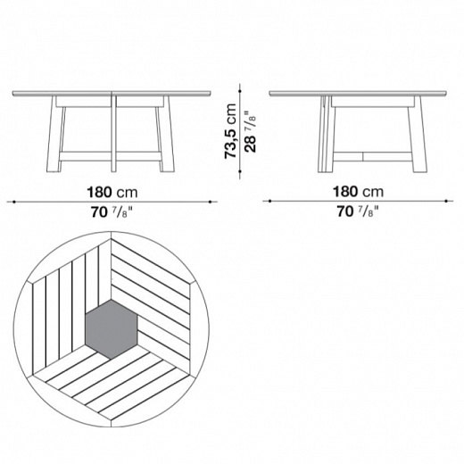 GINESTRA -Садовый стол / обеденный стол Ø180 тик / керамогранит
 от  b&b italia