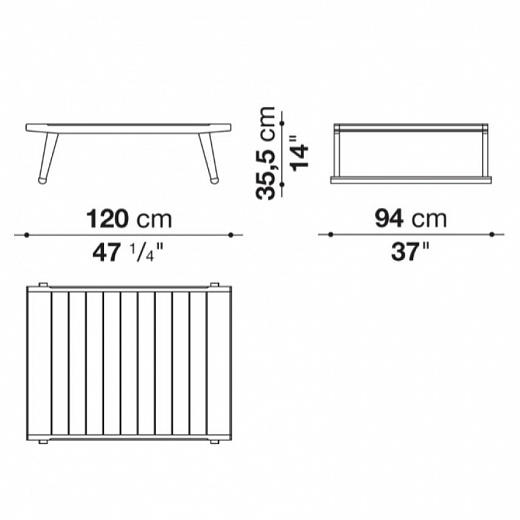 GIO -Журнальный столик для улицы / стол для отдыха Ш120 × Г94 × В35,5см тик
 от  b&b italia