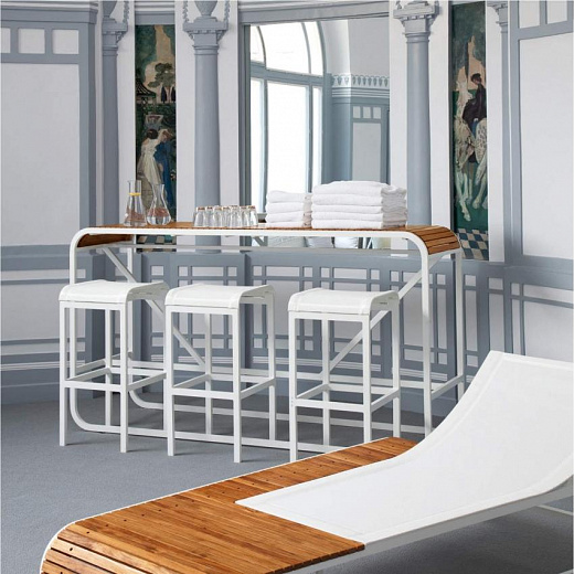TANDEM -Барный стол / высокий стол с тиковыми планками в различных цветах рамы
 от  ego paris