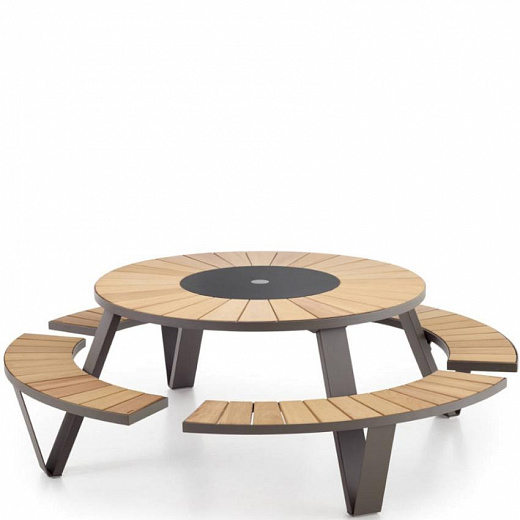 PANTAGRUEL picnic -Комбинация садового стола и скамейки, рама доступна в белом, земляно-коричневом или черном цвете
 от  extremis