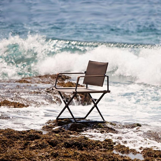 SEAX -Садовое кресло / раскладное кресло белое с деревянным декором, обтянутым Sail Dove
 от  dedon