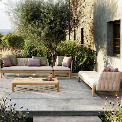 CALYPSO -Модуль для отдыха на открытом воздухе 3-местный диван из тикового дерева, включая спинку и обивку категории А.
 от  royal botania