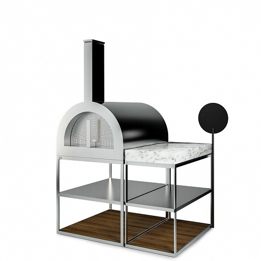 Sideboard zu Outdoor BBQ Wood Oven -Рама из матовой нержавеющей стали со столешницей из тикового дерева
 от  röshults