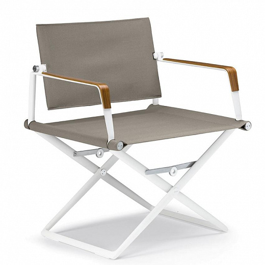 SEAX -Садовое кресло / раскладное кресло белое с деревянным декором, обтянутым Sail Taupe
 от  dedon