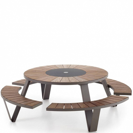 PANTAGRUEL picnic -Комбинация садового стола и скамейки, рама доступна в белом, земляно-коричневом или черном цвете
 от  extremis