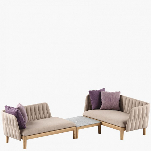 CALYPSO -Модуль для отдыха на открытом воздухе 2-местный диван из тикового дерева, включая спинку и обивку категории А.
 от  royal botania